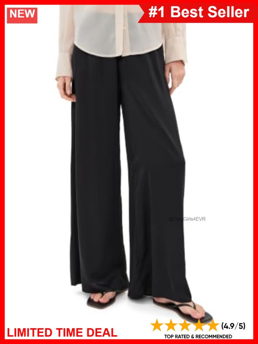 High Rise Wide Leg Stretch Satin Pants